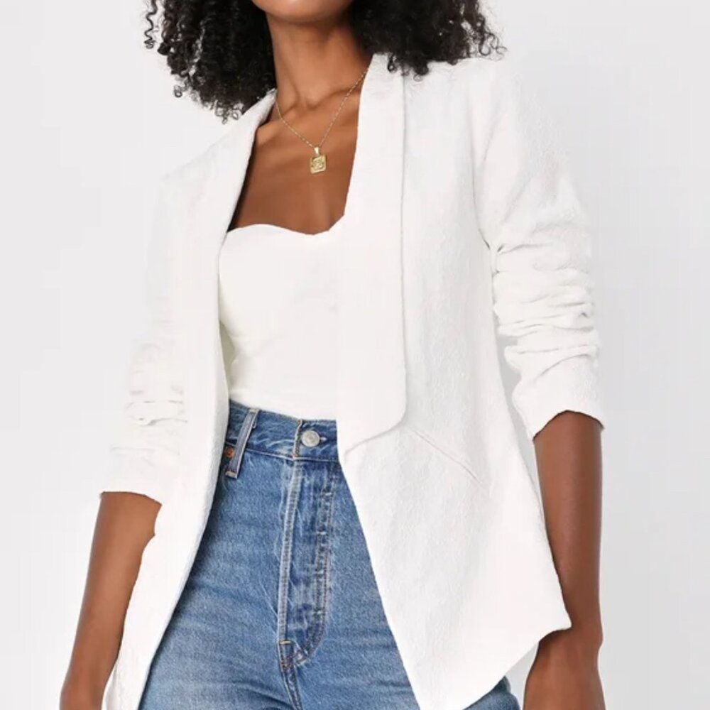 Lulus: Miss Punctuality White Lace Lightweight Blazer | Size Medium - NWT